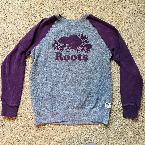 Roots Salt & Pepper/Purple Crew Neck - Picture 1 of 3